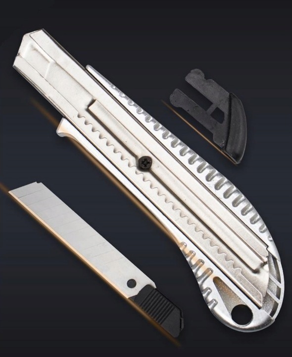 6x NÓŻ METALOWY NOŻYK TAPECIAK WYSUWANY Z OSTRZAMI OSTRZEM ŁAMANYM DO