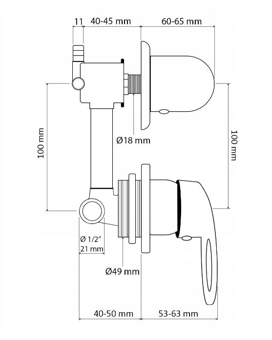 Bateria do kabiny z hydromasażem / 3 funkcje - 9cm ,10 cm ,12,5cm ,