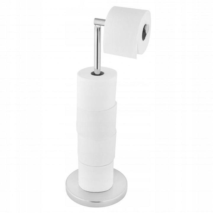 Stojak z uchwytem na papier toaletowy na 4 rolki do WC chrom srebrny