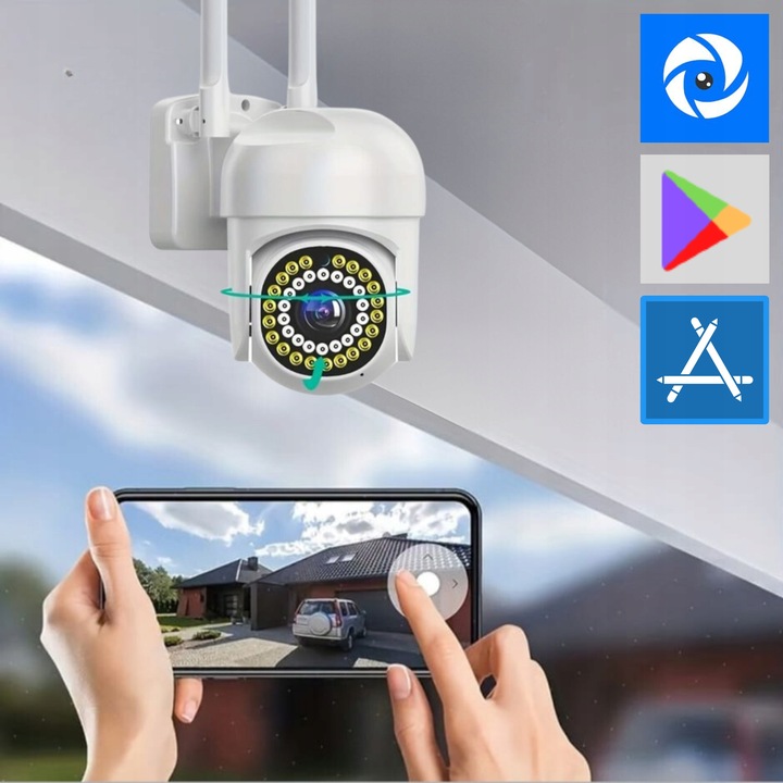 Zewnętrzna Kamera WIFI Obrotowa FULL HD Śledzenie Ruchu