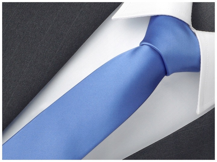 GŁADKI GRANATOWY Żakardowy Krawat Męski 7cm do Garnituru Jednokolorowy rr14