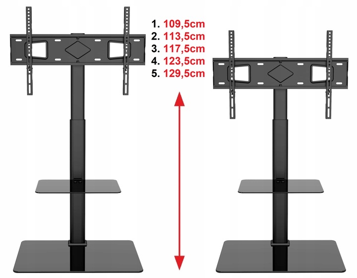 Podłogowy STOJAK TV pod telewizor z półką Uniwersalny Obrotowy