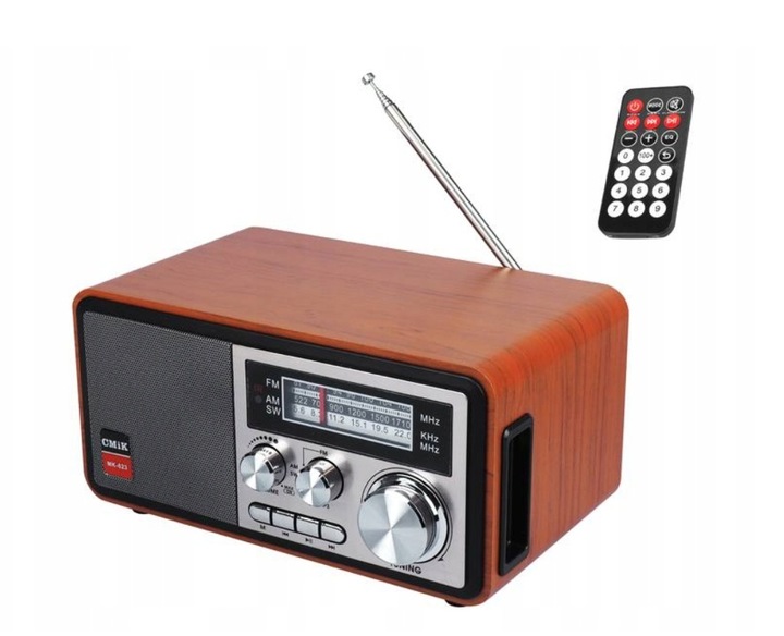 Radio Retro sieciowo-bateryjne FM PRZENOŚNE pilot Bluetooth 1200mAh