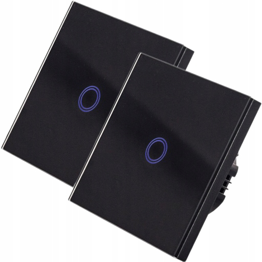 2x Dotykowy Szklany WŁĄCZNIK ŚWIATŁA LED SCHODOWY KRZYŻOWY LED Czarny