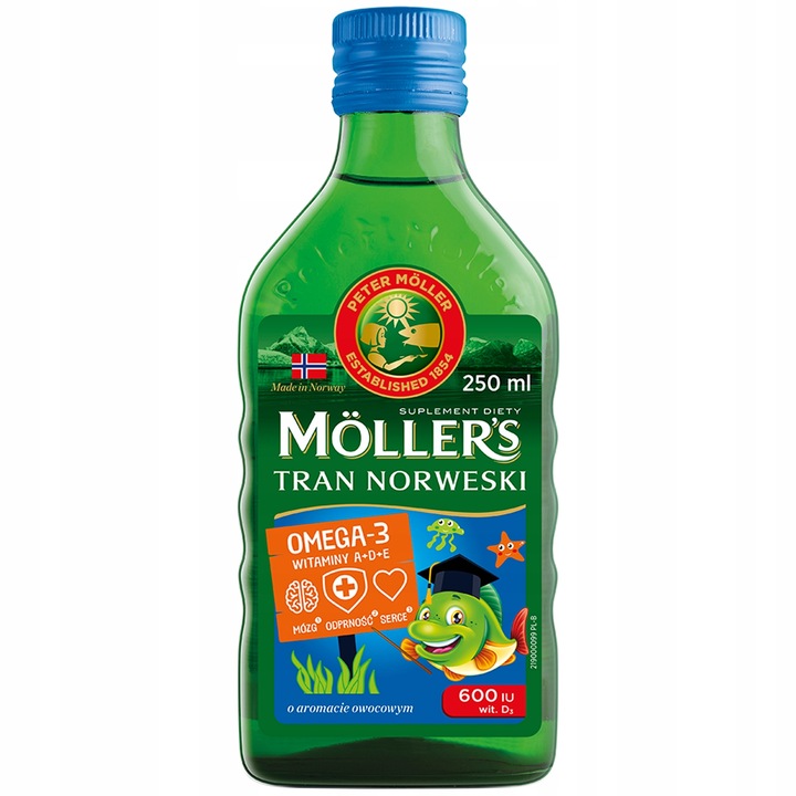 MOLLER'S Tran Norweski o aromacie owocowym 2 x 250 ml