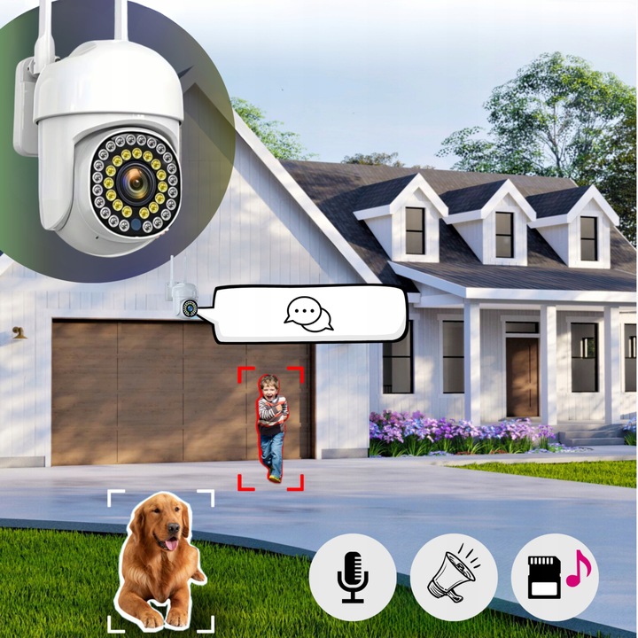 Zewnętrzna Kamera WIFI Obrotowa FULL HD Śledzenie Ruchu