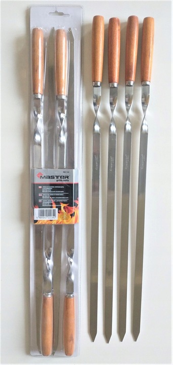 Szpikulce szampury do szaszłyków z drewnianą rączką 60 cm 4 szt.