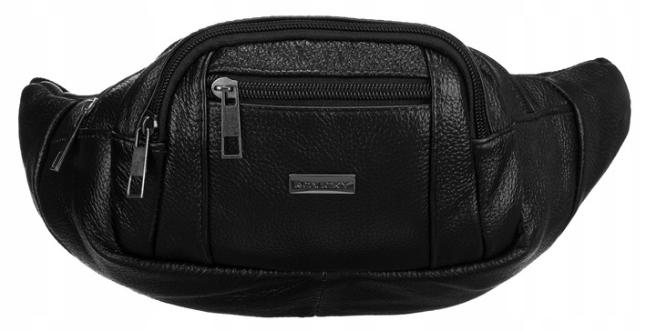 Saszetka męska nerka elegancka ze skóry naturalnej na pasku skórzana