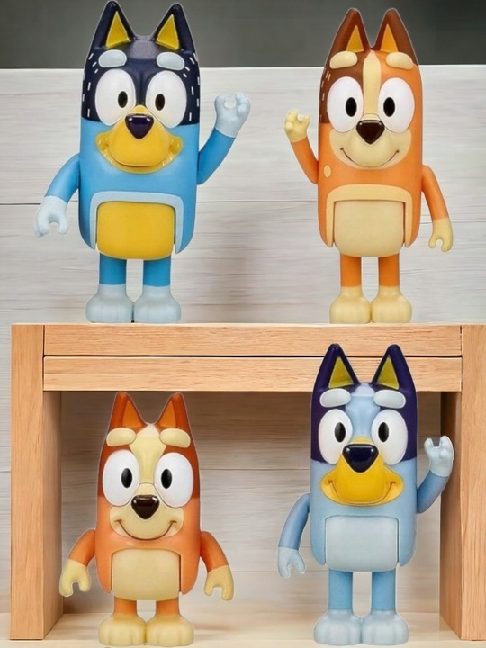 Zestaw Figurek z Bajki BLUEY & FAMILY RODZINA BINGO RADOSNA ZABAWA 4 SZT