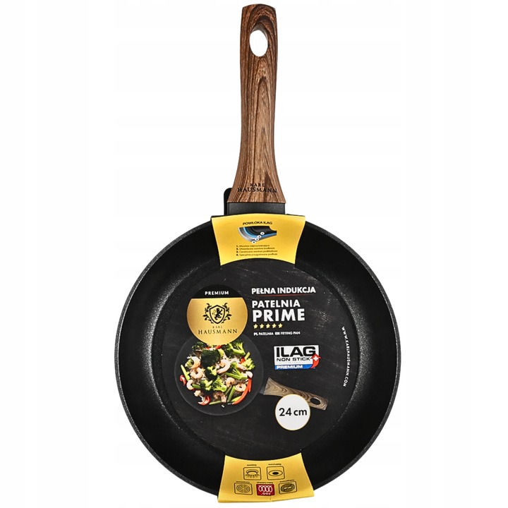 PATELNIA INDUKCJA PATELNIA 24 cm GRANITOWA GŁĘBOKA NIEPRZYWIERAJĄCA