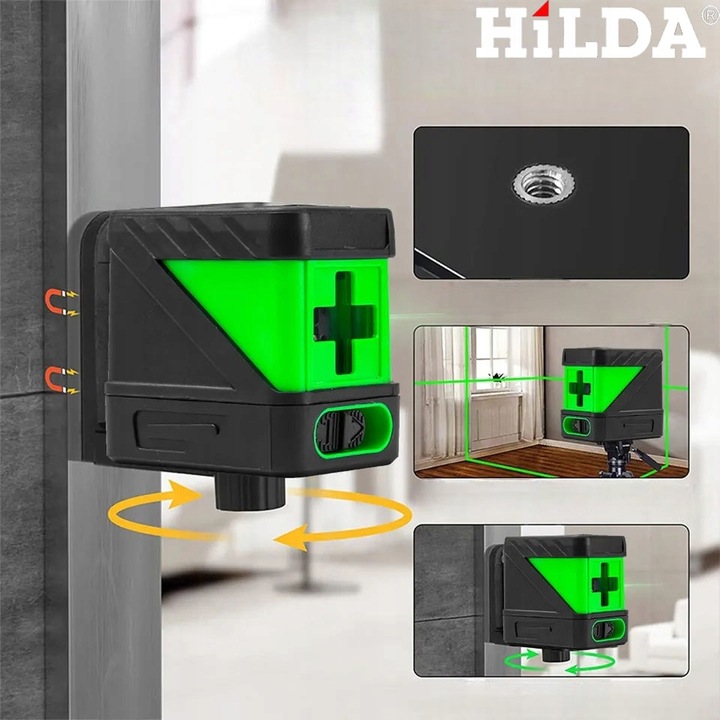 HILDA POZIOMICA LASEROWA MINI MAŁY LASER KRZYŻOWY SAMOPOZIOMUJĄCY
