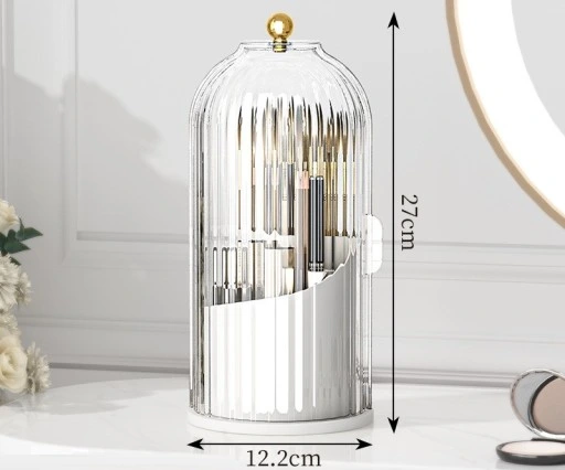 POJEMNIK ORGANIZER NA KOSMETYKI PUDEŁKO NA PĘDZLE MAKIJAŻU ELEGANCKI BIAŁY