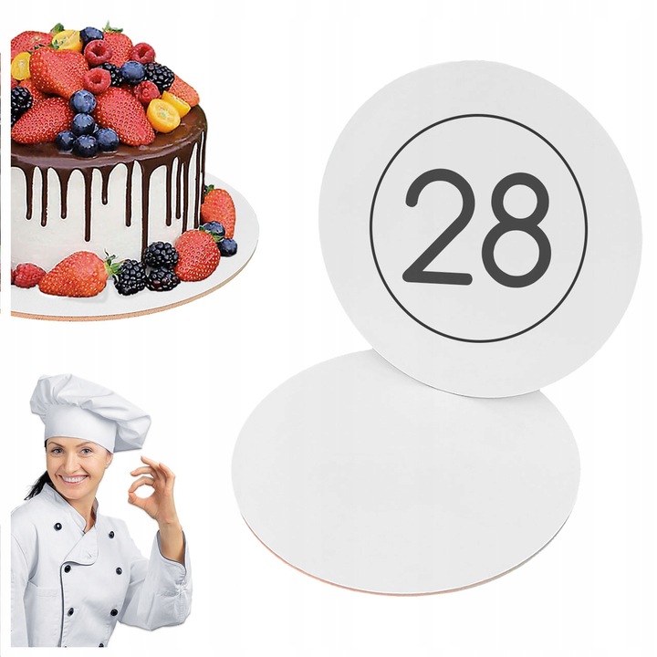 Podkład pod tort HDF BEZZAPACHOWY 28 cm 5 szt Biały Okrągły Brand4Cake