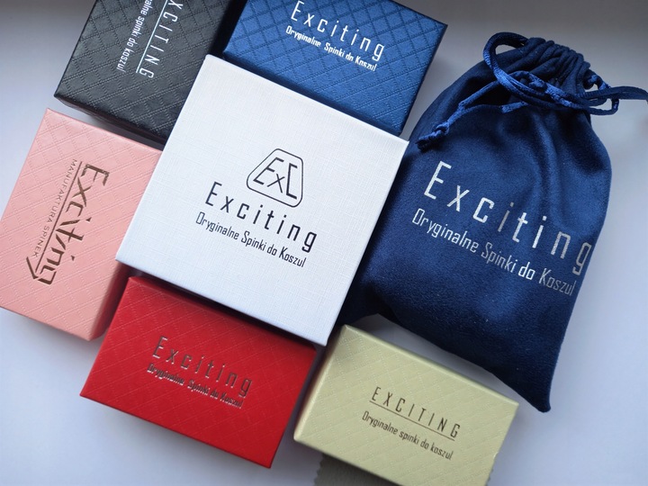 Spinki do mankietów EXC KURA Kurka Nioska Znosząca Złote Jaja w białym Etui