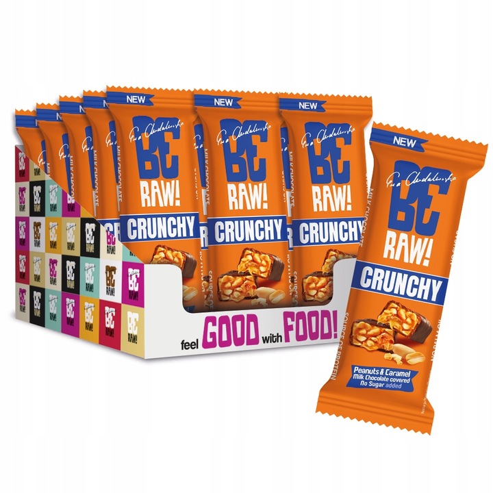 NOWOŚĆ Baton BeRAW Crunchy Peanuts&Caramel Orzeszki karmel bez cukru