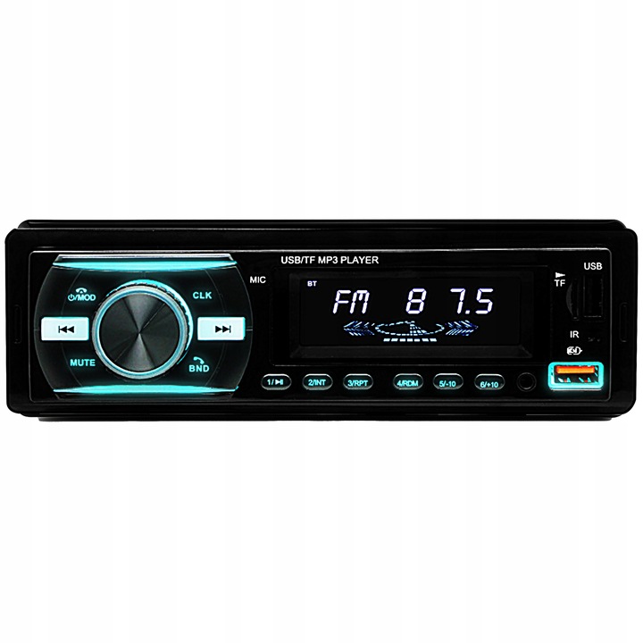RADIO SAMOCHODOWE BLUETOOTH 1-DIN 2X USB AUX MP3 CZYTNIK KART SD LCD