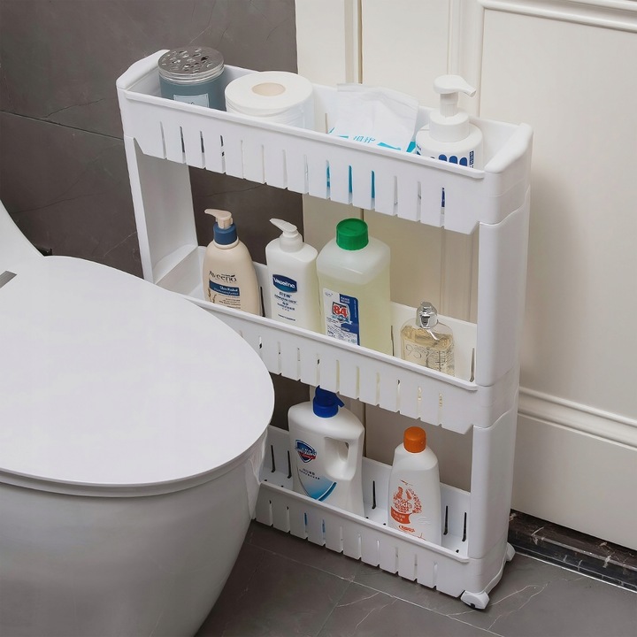 PÓŁKA ŁAZIENKOWA KUCHENNA REGAŁ NA KÓŁKACH MOBILNA 3 PÓŁKI SZAFKA