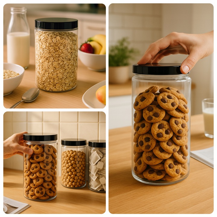 Pojemniki Kuchenne 1.5L 12 szt. – Słoiki PET na Żywność Makaron Przyprawy