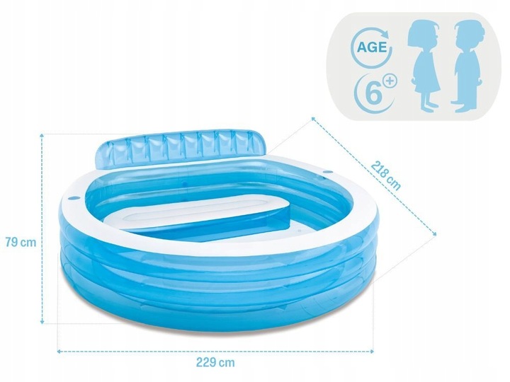 Basen Ogrodowy Dmuchany Intex z Ławeczką Oparciem