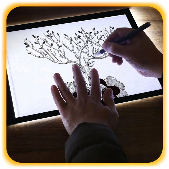 PODŚWIETLANA DESKA KREŚLARSKA LED TABLET GRAFICZNY DO RYSOWANIA A4 PREZENT