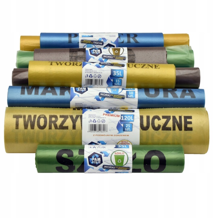 WORKI NA ŚMIECI Zapachowe z Taśmą 60L 10 szt Worki Fresh Pam Folie x5