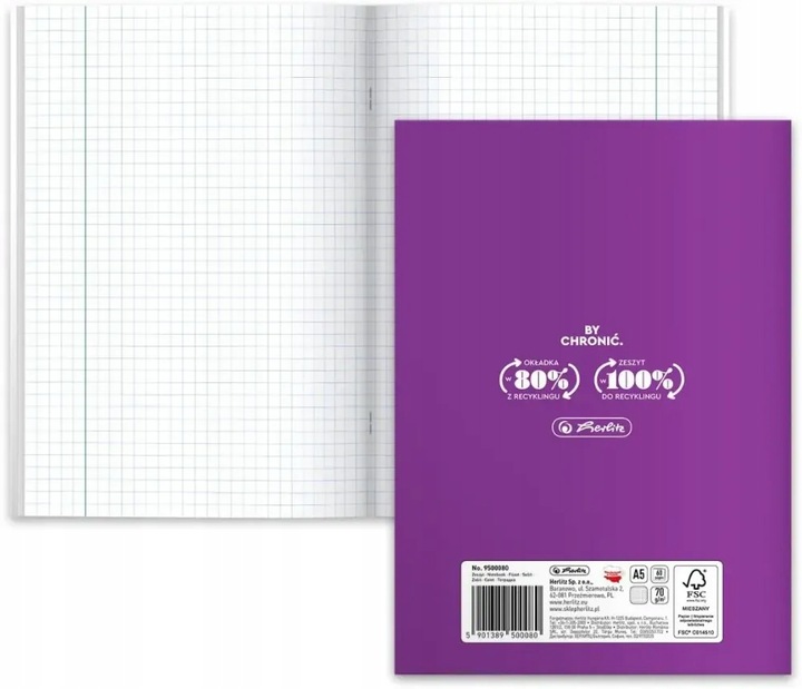 8x Zeszyty tematyczne ze ściągą A5 60 kartek przedmiotowe HERLITZ do szkoły