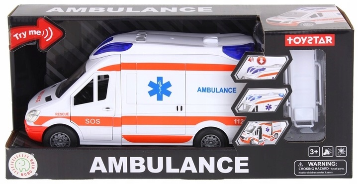 Ambulans Karetka Pogotowia Van Auto Napęd Dźwięki Nosze Otwierane Drzwi