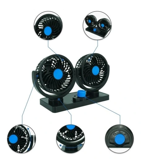 MOCNY WIATRAK WENTYLATOR SAMOCHODOWY PODWÓJNY 12V