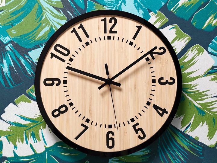 Zegar ścienny Bruno cichy czytelny Bambus Loft