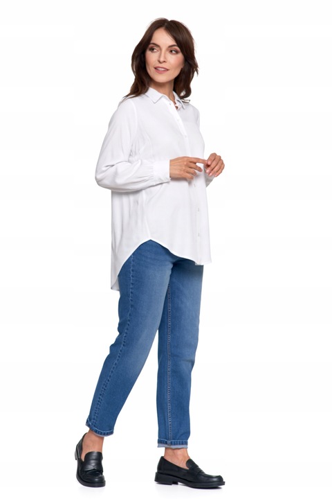 ELEGANCKA KOSZULA DAMSKA OVERSIZE WYDŁUŻONY TYŁ MODNA BLUZKA MORAJ