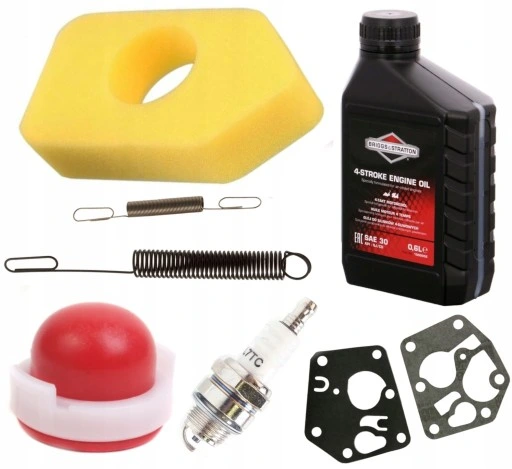 BRIGGS FILTR MEMBRANY POMPKA SPRĘŻYNY ŚWIECA OLEJ B&S SAE30 0,6L ZESTAW