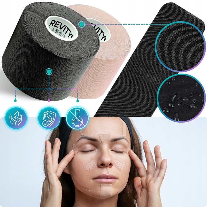 TAŚMA DO BIUSTU TAPINGU TWARZY 5m KINEZJOLOGICZNA KINESIO LIFT TAPE TEJPY