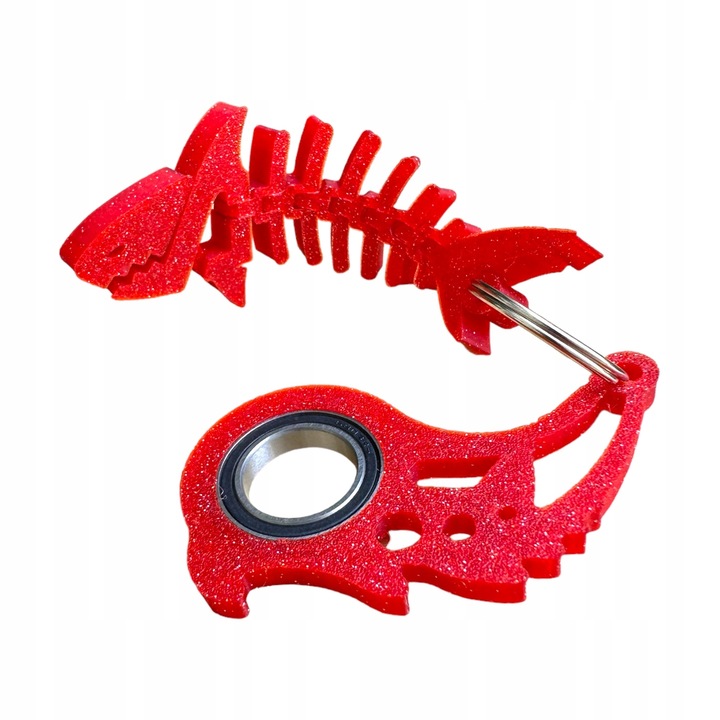 KEYSPINNER Zestaw BRELOK Breloczek do kluczy Keyrambit i Rekin Galaxy Red