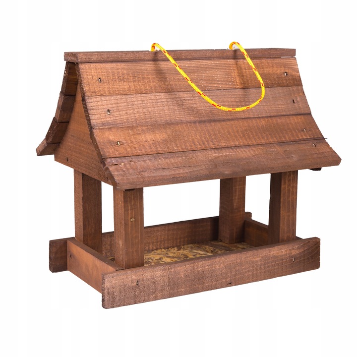 Karmnik dla ptaków + ziarno pokarm duży drewniany budka solidny XXL