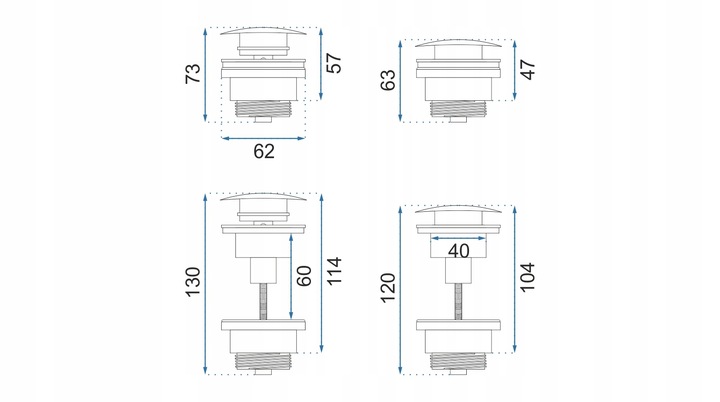Korek Umywalkowy KLIK-KLAK Złoty Uniwersalny do Umywalki Automatyczny REA