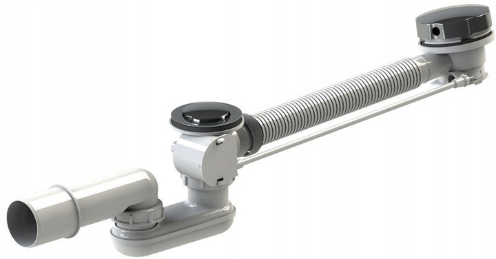 SYFON WANNOWY AUTOMATYCZNY Z POKRĘTŁEM CHROMOWANY CHROM DO WANNY