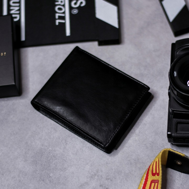 SEPHER Portfel Skórzany męski CZARNY piozomy SKÓRA