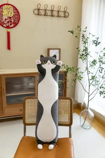 DŁUGI KOTEK MASKOTKA PODUSZKA PLUSZAK KOT 90cm XXL