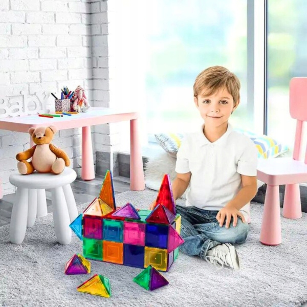 KLOCKI MAGNETYCZNE DUŻE PANELE EDUKACYJNE KONSTRUKCYJNE ZESTAW KARUZELA