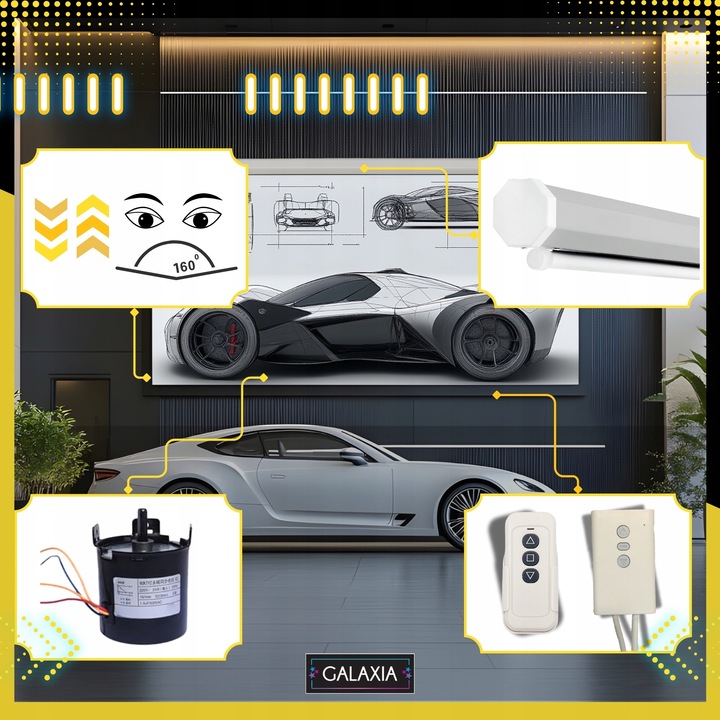 EKRAN PROJEKCYJNY ELEKTRYCZNY 100 CALI Do Projektora Do Rzutnika Z