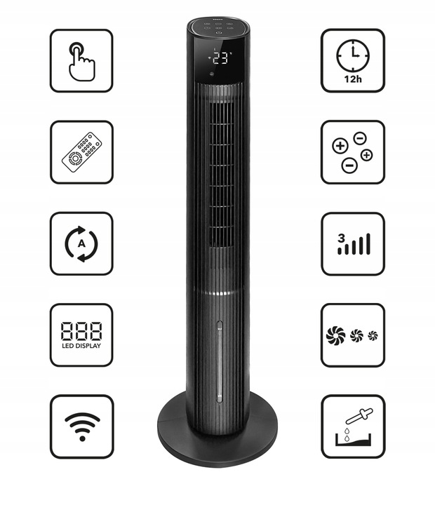Klimator wodny klimatyzer 6w1 wentylator kolumnowy JONIZACJA WiFi + Aroma
