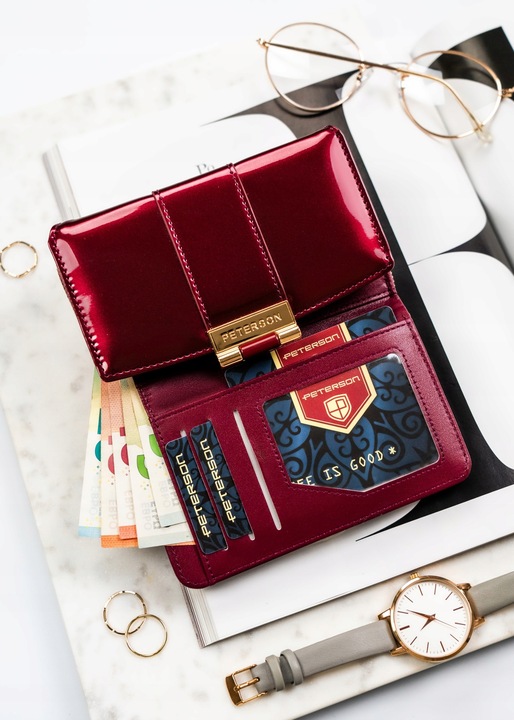 Peterson damski portfel ze skóry ekologicznej w kwiaty pionowy na