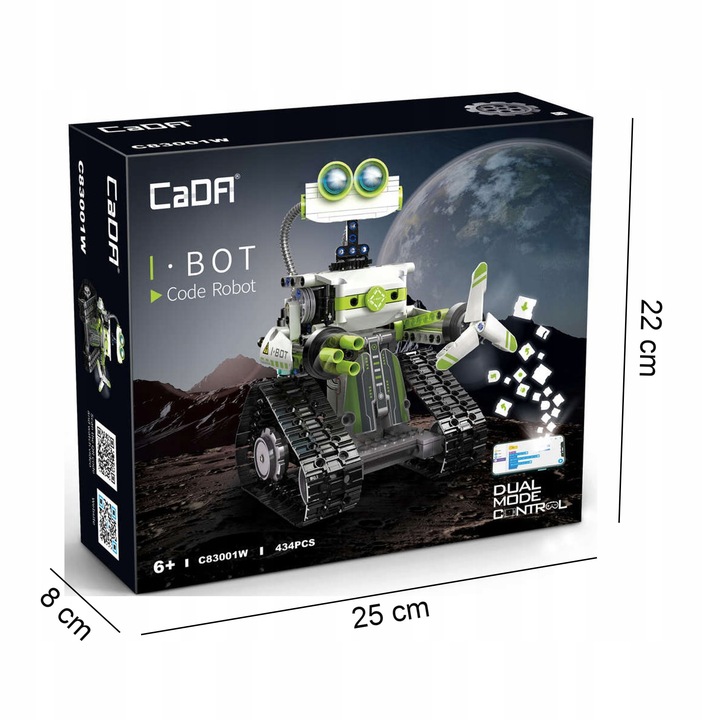 CADA KLOCKI TECHNIC ROBOT PROGRAMOWANY BOT 434EL. STEROWANY Z LED