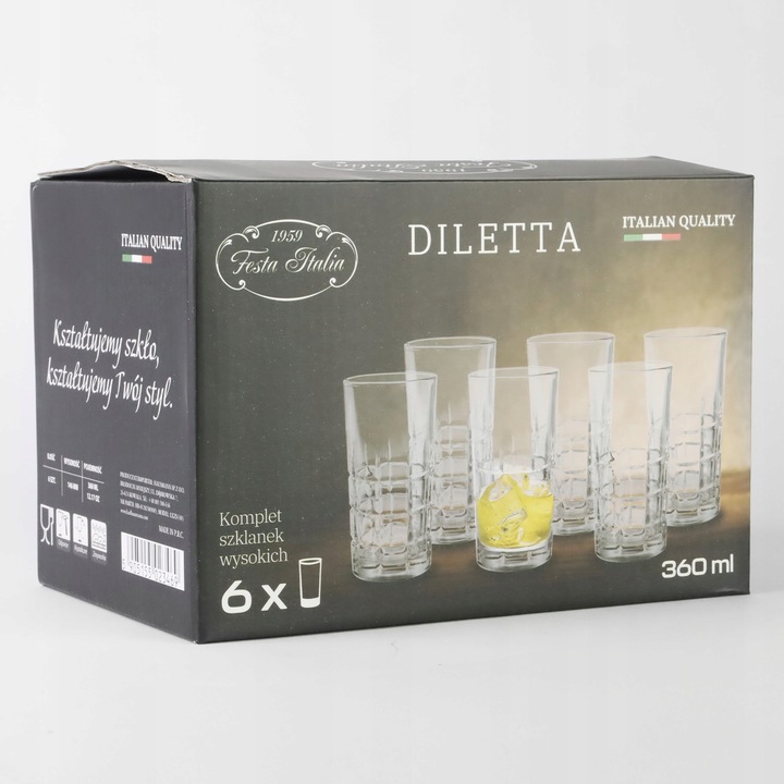 KPL SZKLANKI DO DRINKÓW NAPOJÓW UNIWERSALNE GRUBE SZKŁO ZESTAW 6 SZT 340 ML