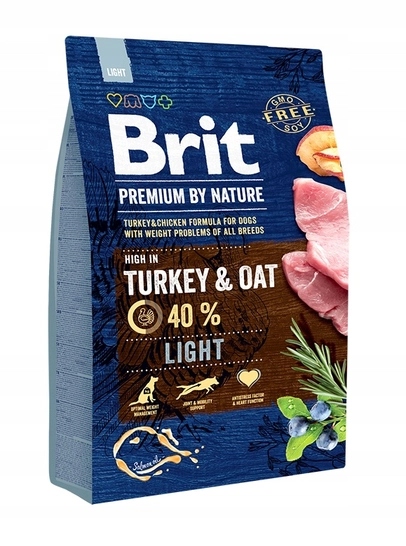 BRIT Premium By Nature Light Turkey and Oat sucha karma dla psa 3 kg