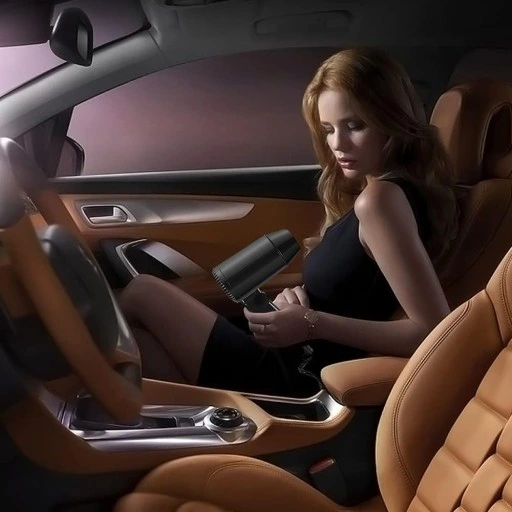 PRZENOŚNA SUSZARKA DO WŁOSÓW W SAMOCHODZIE, WTYCZKA ZAPALNICZKI, CZARNY