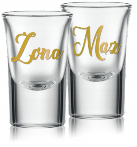 Oszukane kieliszki do wódki na wesele GRUBE DNO 15ml naklejki MĄŻ ŻONA