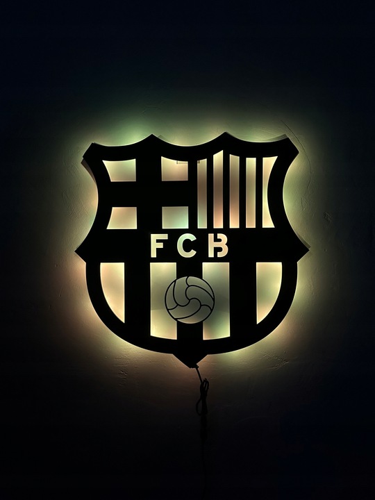 FC Barcelona Herb Lampka LED Piłka Nożna Prezent Lampka Nocna + GRATIS