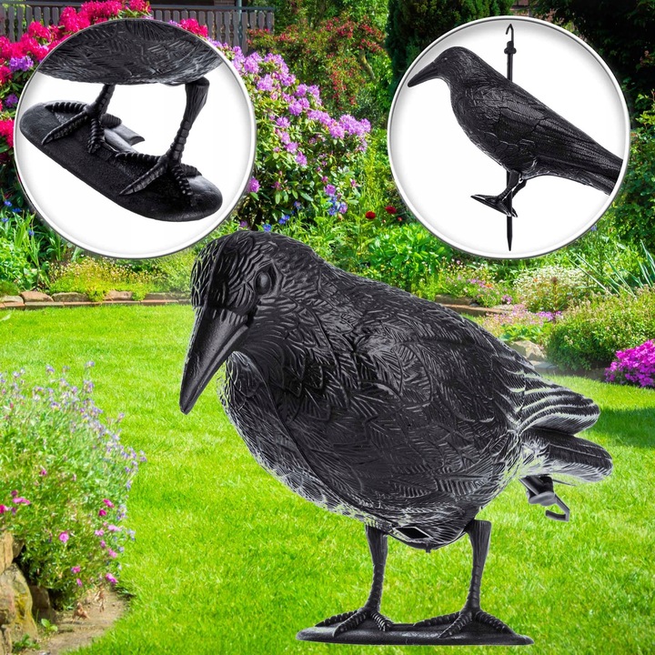 DUŻY KRUK ODSTRASZACZ PTAKÓW GOŁĘBI SZPAKÓW PTAKI NA BALKON CZARNY 3
