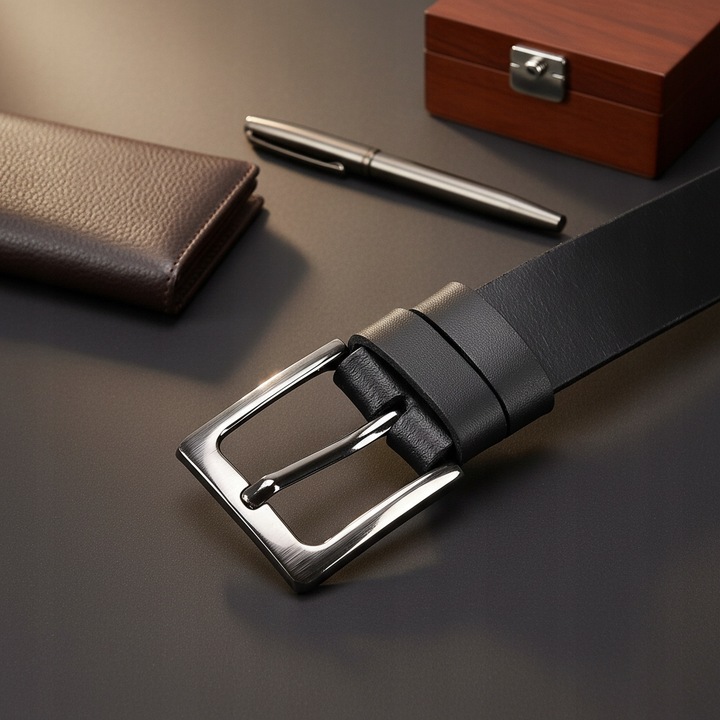 PASEK Męski Skórzany do SPODNI DŁUGI 135cm Czarny Skóra Naturalna